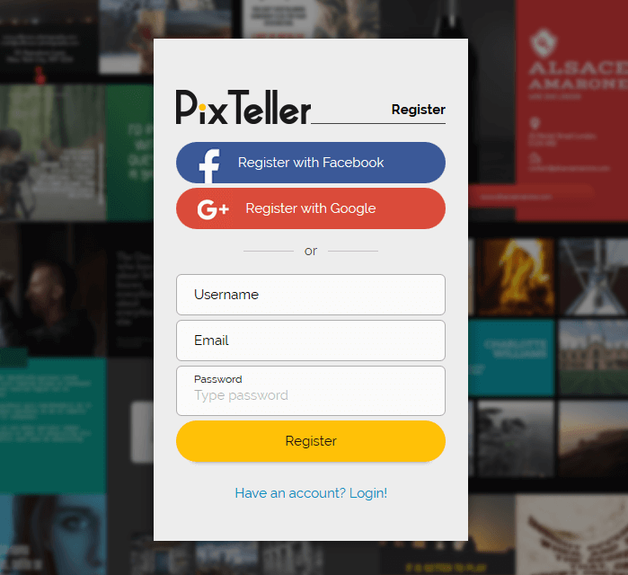 Create a PixTeller account