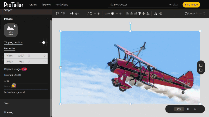 Add filters and effects to your images using PixTeller Editor