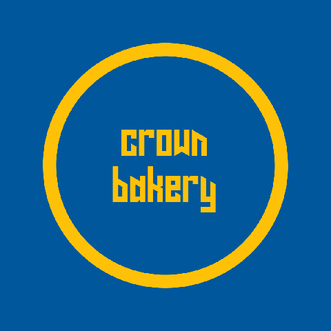 Crown Bakery Logo Example with Yellow and a Dark Blue Background